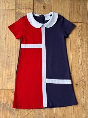 Little English Red and Blue Colorblock Peter Pan Collar Dress size 6